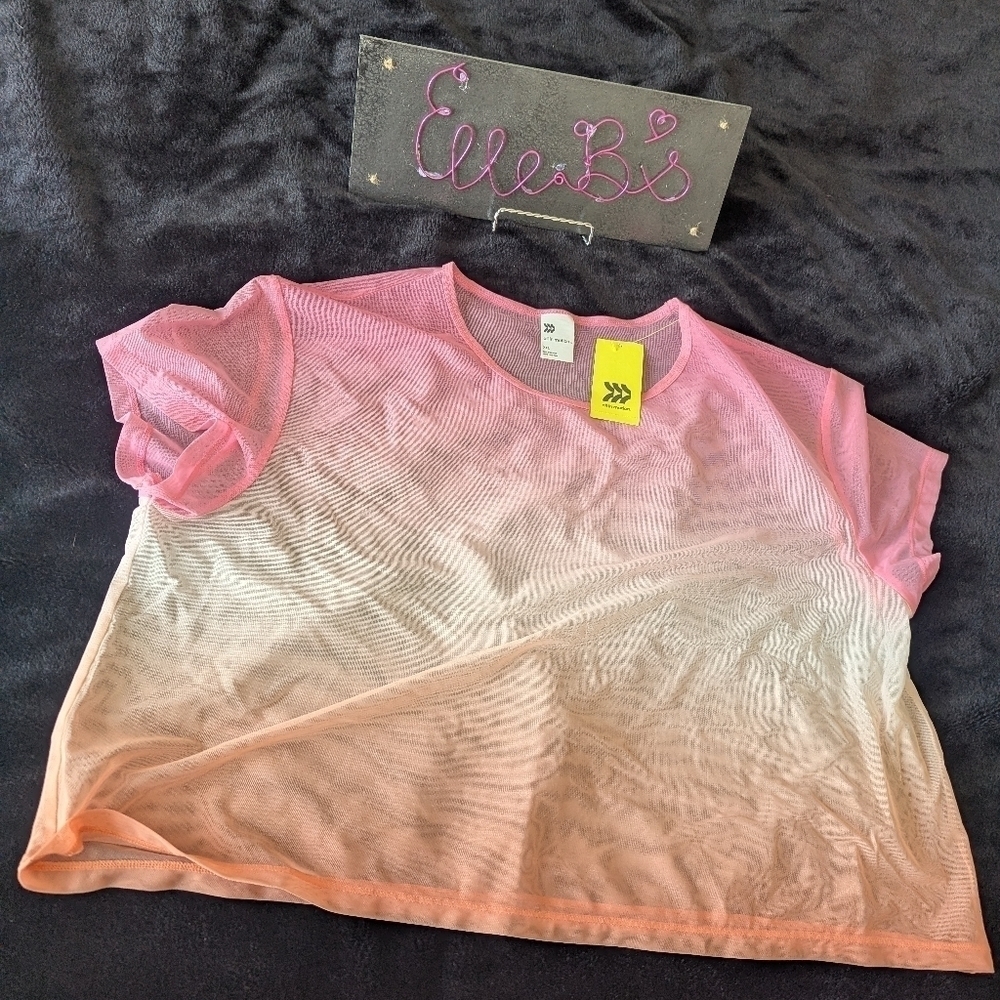 NWT All In Motion Pink/Orange Mesh Boxy Tee XXL
